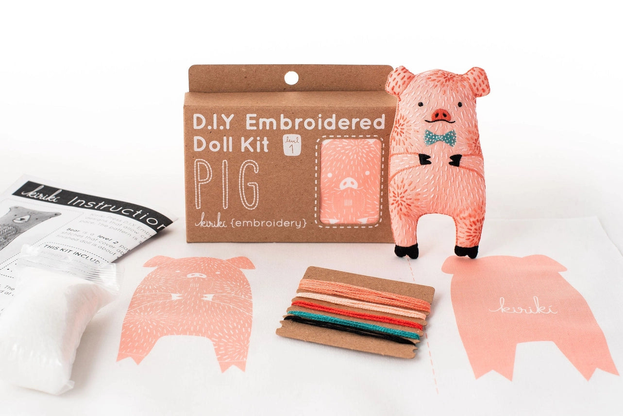 Embroidered Doll Kit - Pig