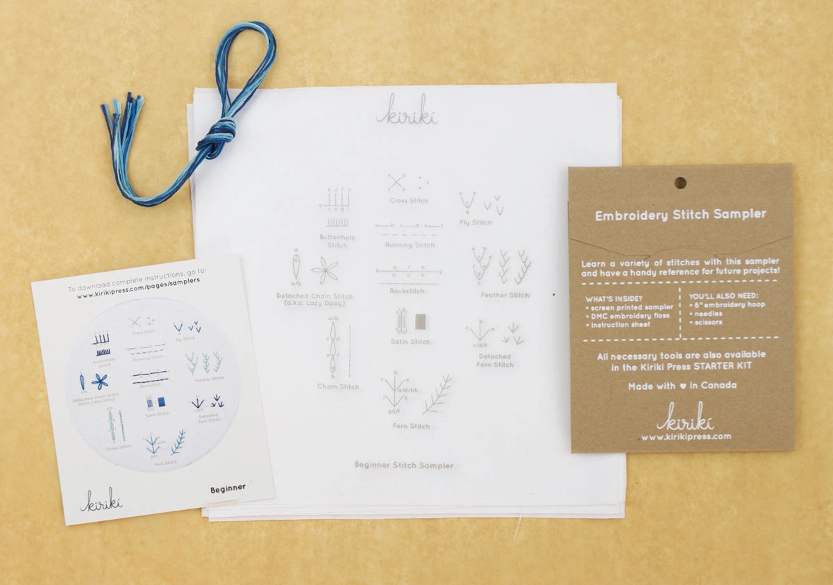 Embroidery Stitch Sampler – Beginner (Printed Practice Panel)
